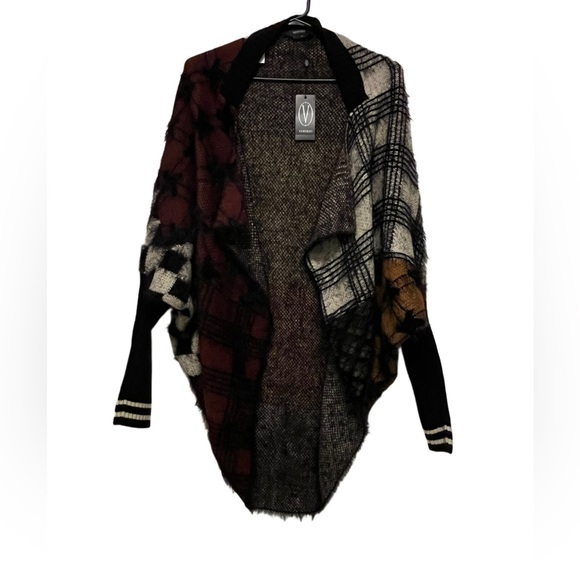 Vertigo Sweaters - Vertigo women’s color blocked Plaid Open Front Sweater Cardigan sm/m oversized